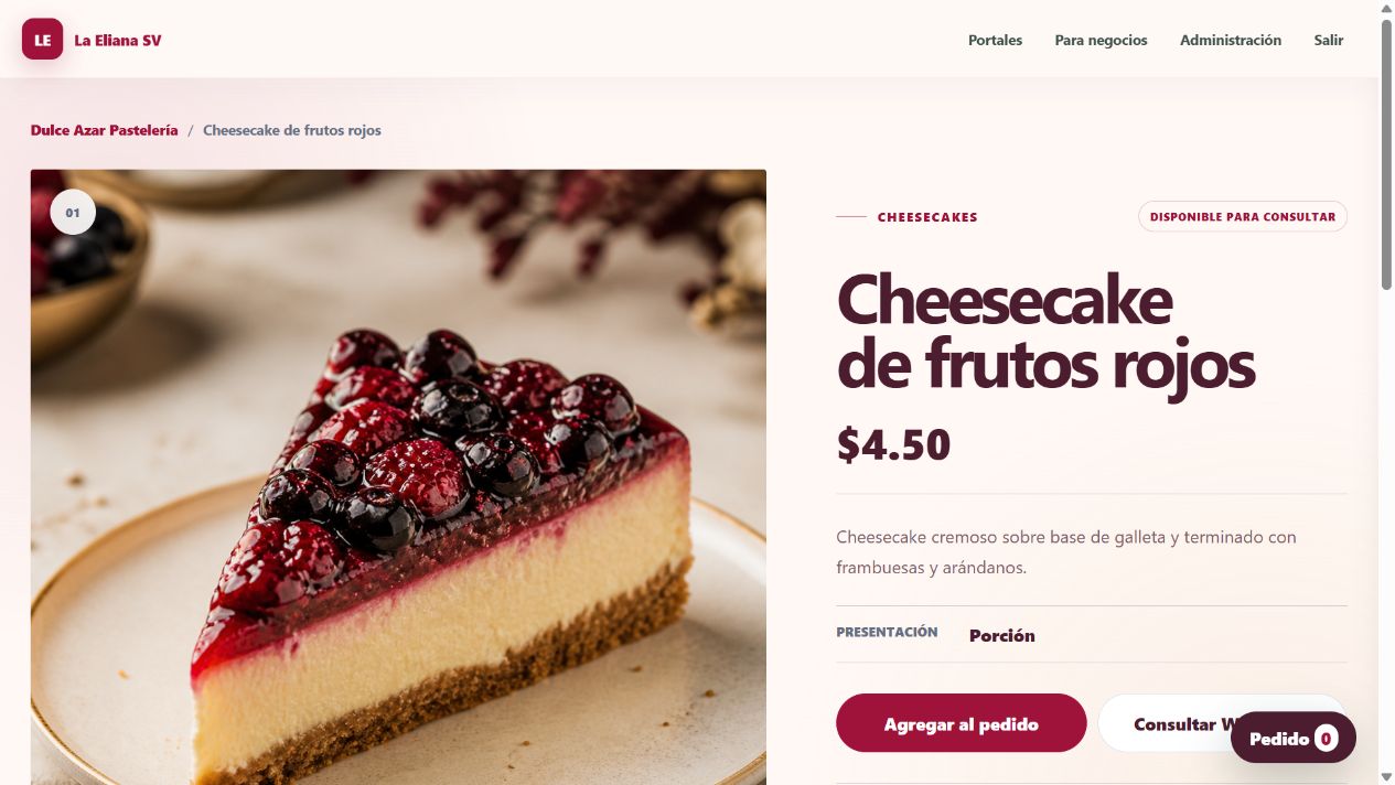 Detalle de un producto dentro del portal