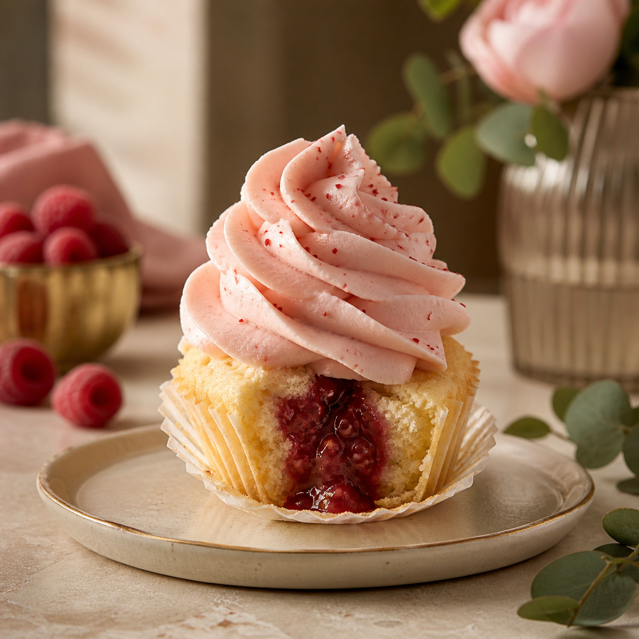 Cupcake vainilla y frambuesa