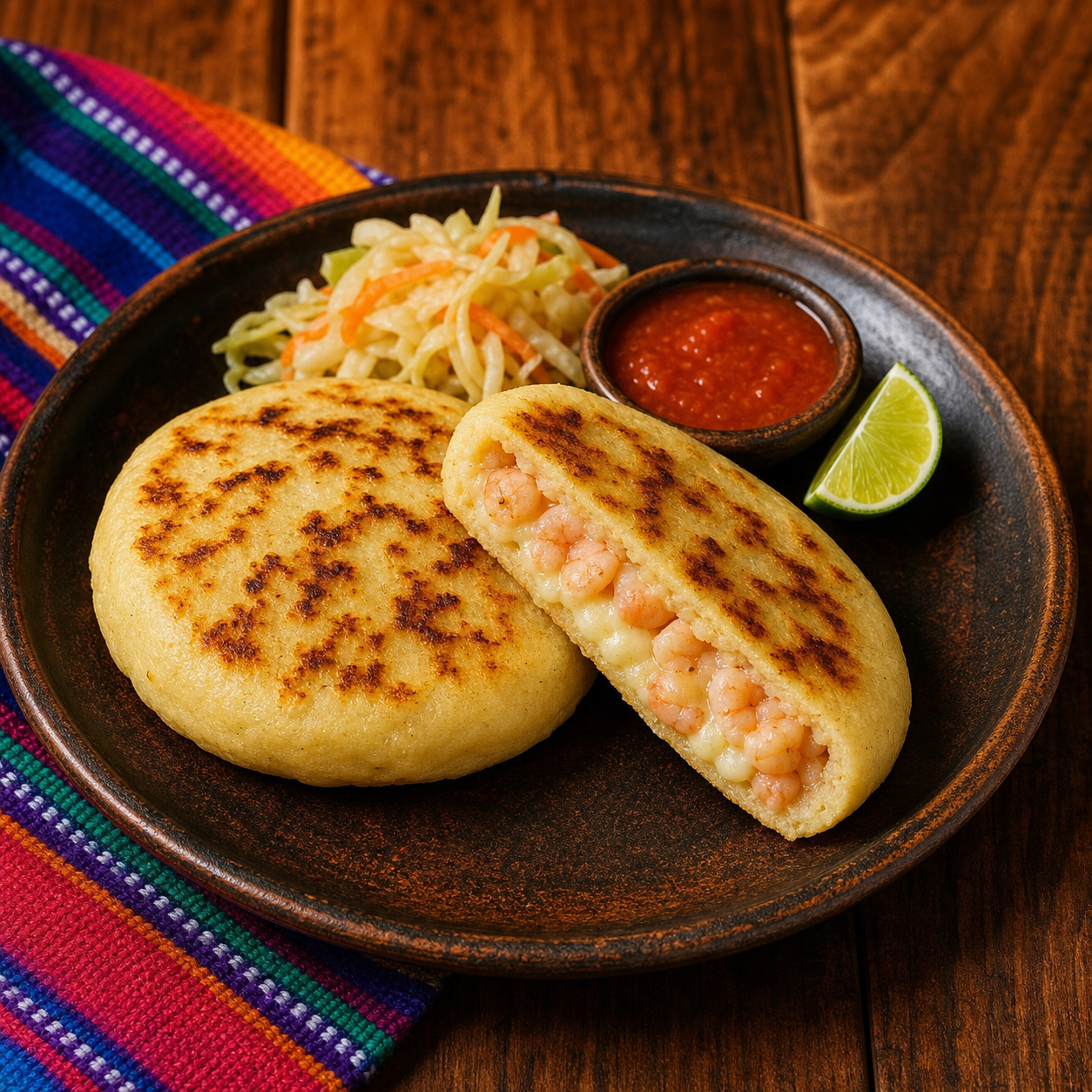 Pupusa de Camarón con Queso
